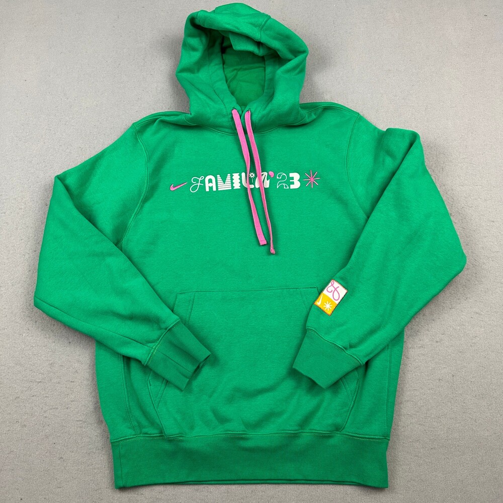 Nike Hoodie Men Small Green Familia 23 Pink Swoosh Club Fleece Sweatshirt S